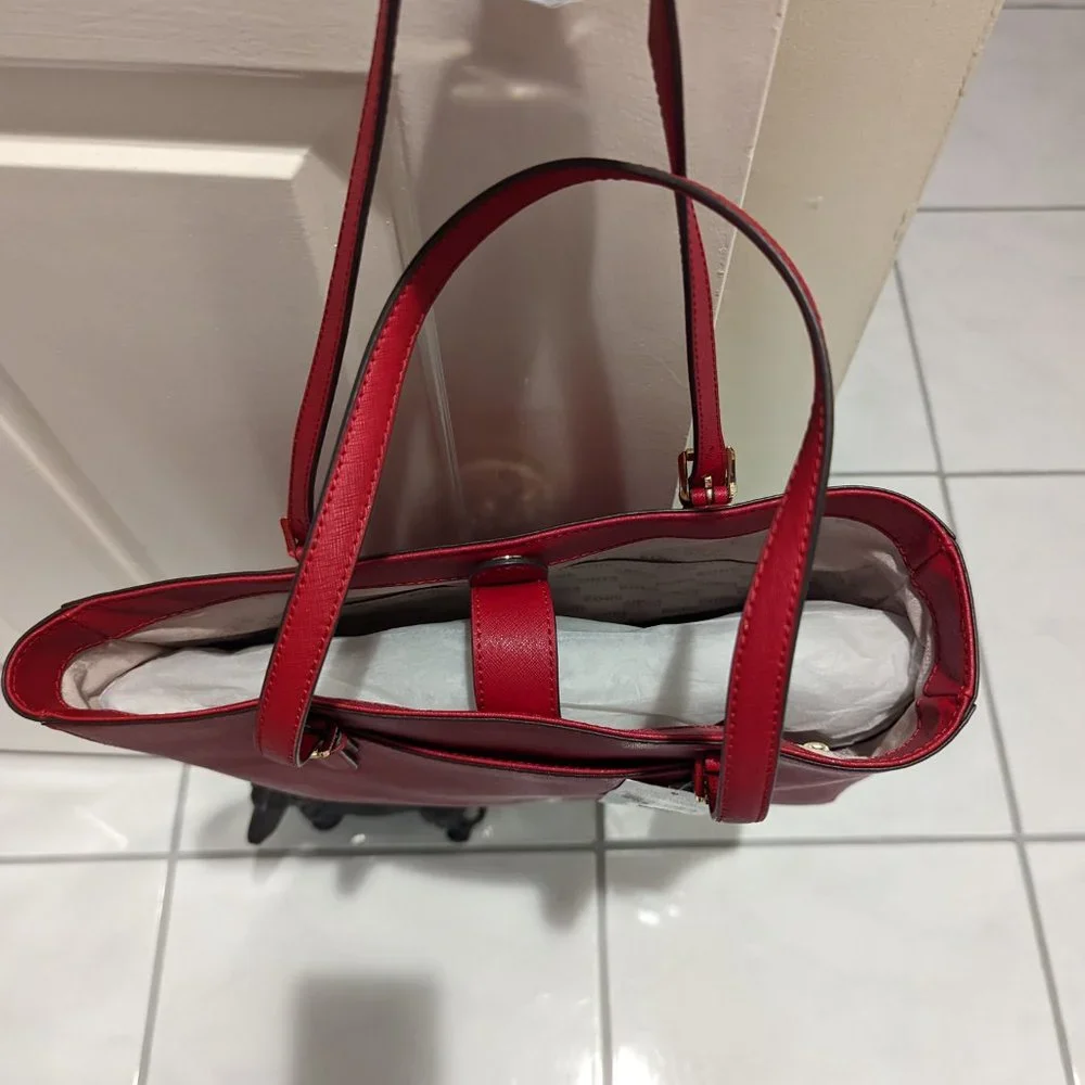 Michael Kors Jet Set Travel Tote, Red, 12" x 12" - Picture 2 of 2